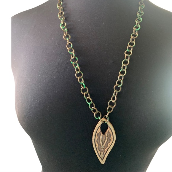 Necklace leaf pottery pendant - Picture 10 of 10